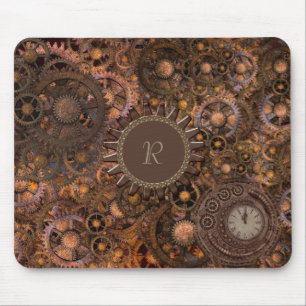Dampfradantriebszahnräder mit Monogramm Mousepad