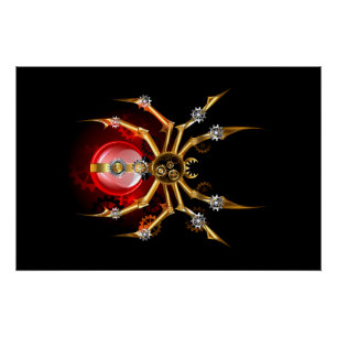 Dampfradar-Spinne auf Schwarz Poster