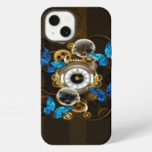 Dampfradar-Zahnräder und blaue Schmetterlinge iPhone Hülle