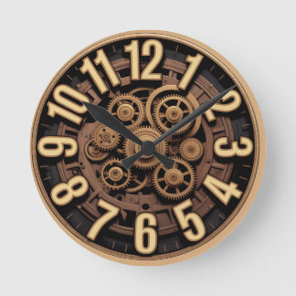 Dampfradgetriebe Vintage-Look Runde Wanduhr