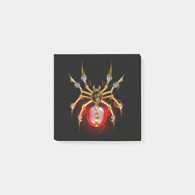 Dampfratten-Spinne auf Schwarz Post-it Klebezettel (Vorderseite)