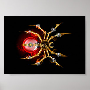 Dampfratten-Spinne auf Schwarz Poster