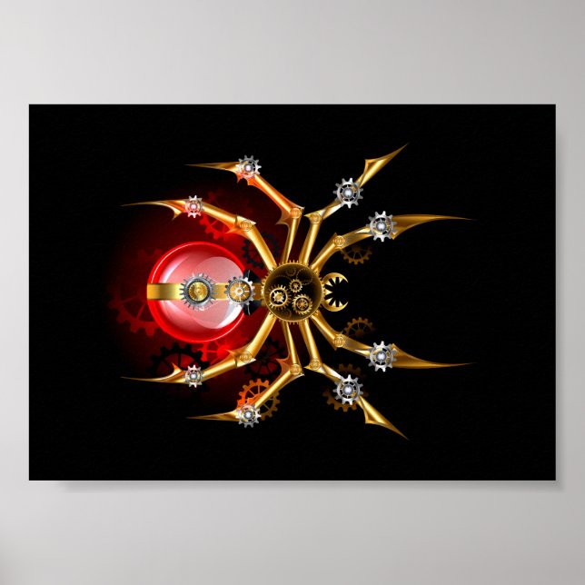 Dampfratten-Spinne auf Schwarz Poster (Vorne)