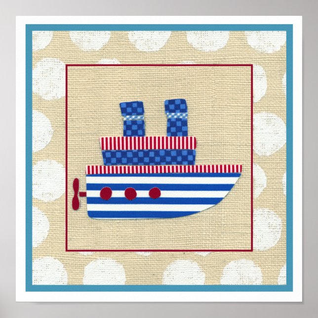 Dampfschiff mit Propeller und Blue Smokestacks Poster (Vorne)