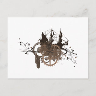 Dampfschiff-Piraten-Schiff Postkarte