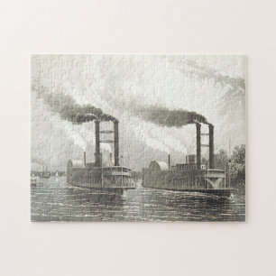 Dampfschiffe auf einem Fluss Puzzle