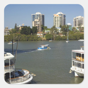 Dampfschiffe, Brisbane River, Brisbane, Quadratischer Aufkleber