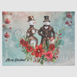 Dampfschneemann und Steampunksschneefrau Seidenpapier