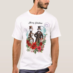 Dampfschneemann und Steampunksschneefrau T-Shirt