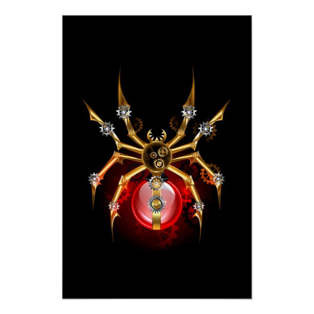 Dampfspinnen auf Schwarz Poster (Vorderseite)