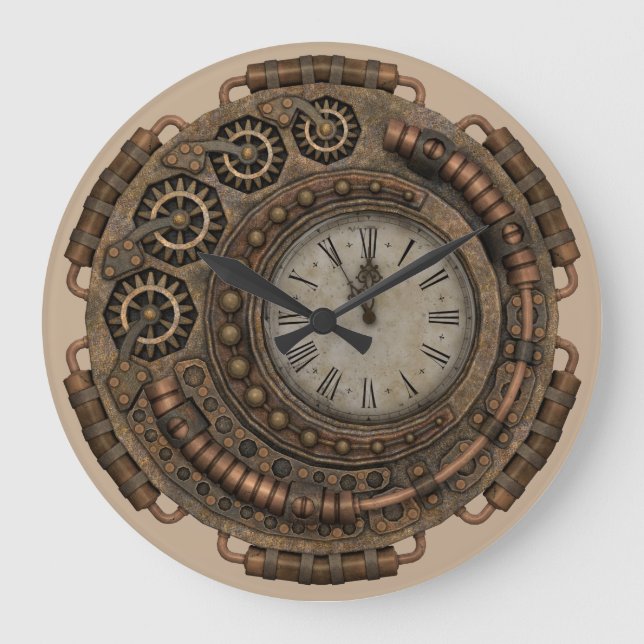 Dampfuhr Große Wanduhr (Vorderseite)