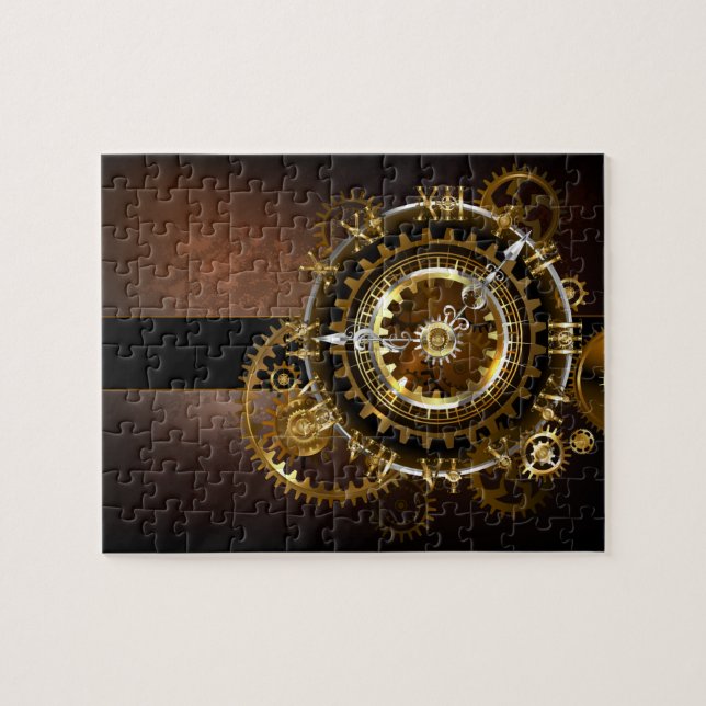 Dampfuhrwerk-Uhr mit antiken Zahnrädern (Horizontal)