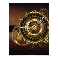Dampfuhrwerk-Uhr mit antiken Zahnrädern