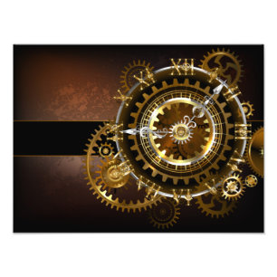 Dampfuhrwerk-Uhr mit antiken Zahnrädern Fotodruck
