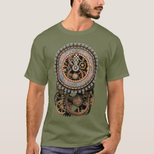 Dampfuhrwerk-Uhr und Zahnräder T-Shirt