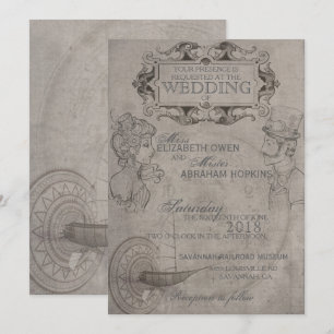 Dampfwunder-Hochzeitseinladung Einladung