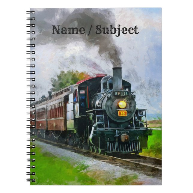 Dampfzug 89, Dampflokomotive Motor Eisenbahn Notizblock (Vorderseite)