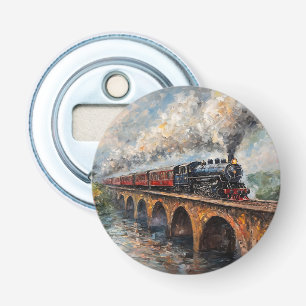 Dampfzug auf einer Brücke - Ölgemälde Flaschenöffner