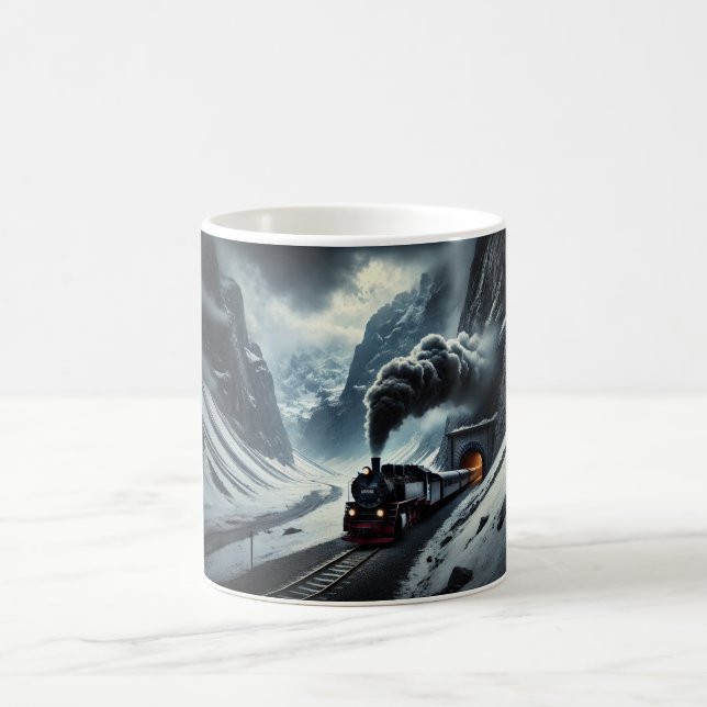 Dampfzug aus einem Bergtunnel Kaffeetasse (Mittel)