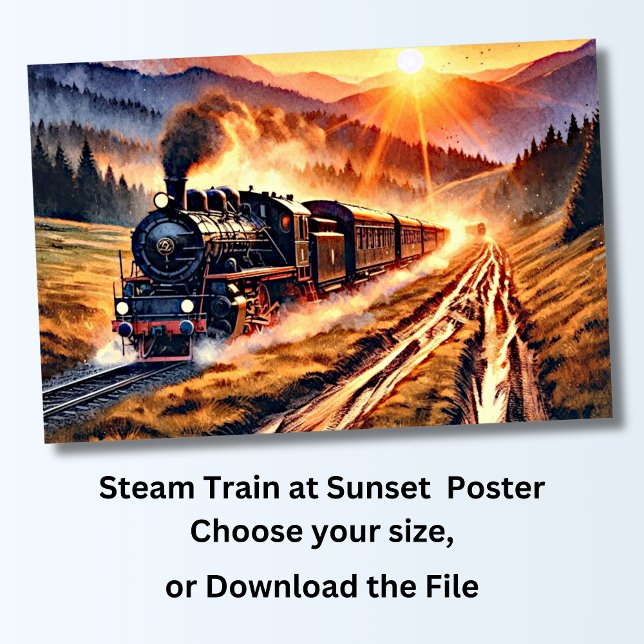 Dampfzug bei Sonnenuntergang Poster (Von Creator hochgeladen)