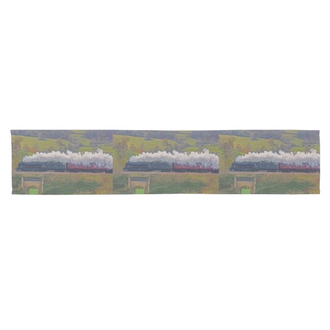 Dampfzug für Bahnreisende Kunst Kurzer Tischläufer (Horizontal)