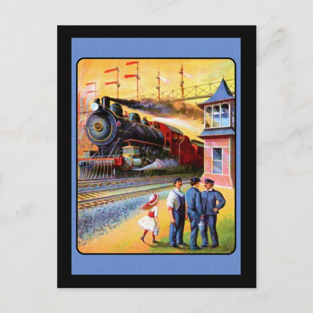 Dampfzug für Lokomotive Postkarte (Vorderseite)