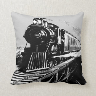 Dampfzug grey_black Vintages Kissen