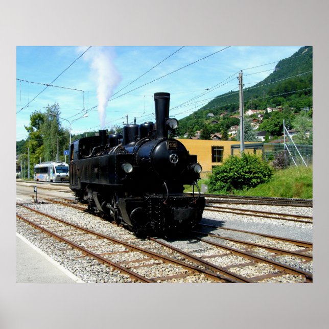 Dampfzug in Blonay Poster (Vorne)