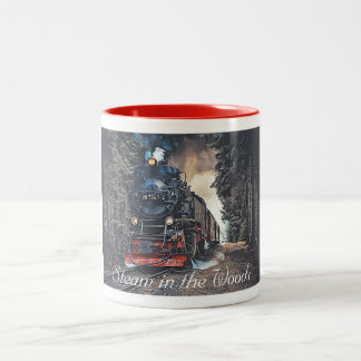 Dampfzug in der Holzmalerei Zweifarbige Tasse