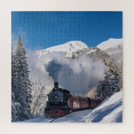 Dampfzug in einem Winterwunderland