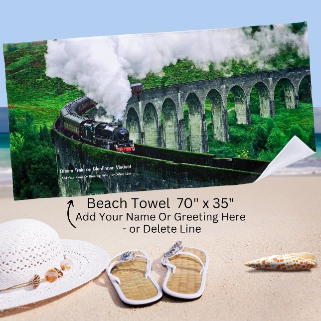Dampfzug in Glenfinnan Viadukt - Name hinzufügen Strandtuch (Von Creator hochgeladen)