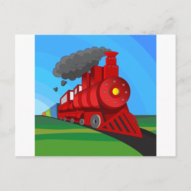 Dampfzug Lokomotive Cartoon Postkarte (Vorderseite)