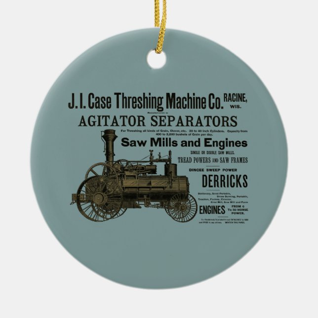 Dampfzug Motor Bauernhof Traktor Landschaftlich An Keramik Ornament (Vorne)