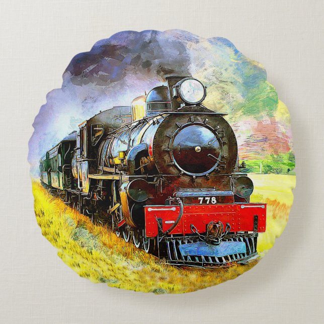 Dampfzug Motor Lokomotive 778 Rundes Kissen (Vorderseite)