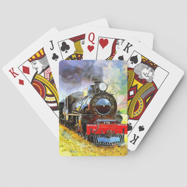 Dampfzug Motor Lokomotive 778 Spielkarten (Rückseite)