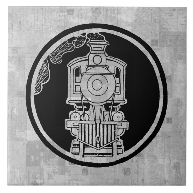 Dampfzug Motor Lokomotive Bahn Illustrierten w Bri Fliese (Vorderseite)