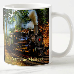 Dampfzug-Motor-Lokomotive in Waldbezeichnung Kaffeetasse