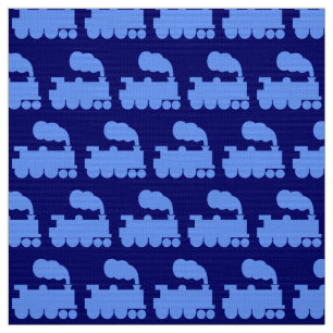 Dampfzug Muster - Baby Blue on Deep Navy Stoff