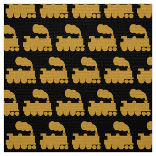 Dampfzug Muster - Gold Brown auf schwarz Stoff