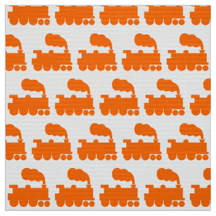 Dampfzug Muster - Orange auf Weiß Stoff