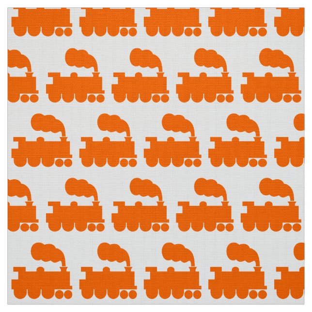 Dampfzug Muster - Orange auf Weiß Stoff (Muster)