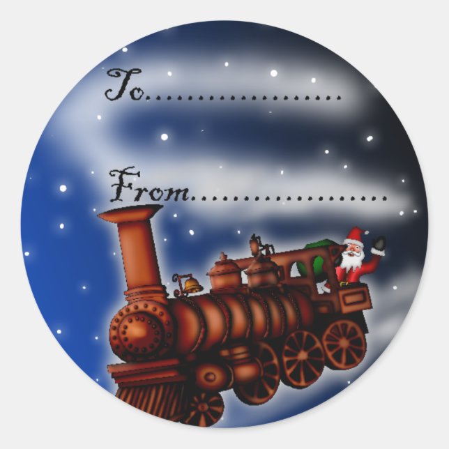 Dampfzug Santa, Geschenkmarke Runder Aufkleber (Vorderseite)