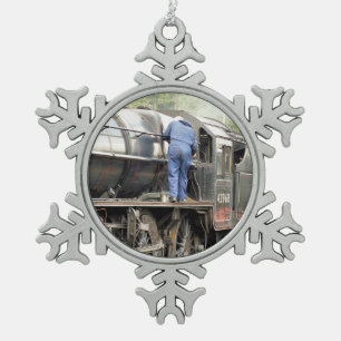DAMPFZÜGE SCHNEEFLOCKEN Zinn-Ornament