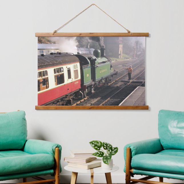 DAMPFZÜGE WANDTEPPICH MIT HOLZRAHMEN (Wohnzimmer)