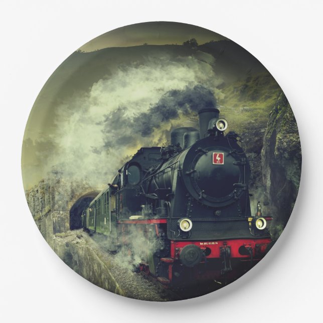 Dampfzuglokomotive Pappteller (Vorderseite)