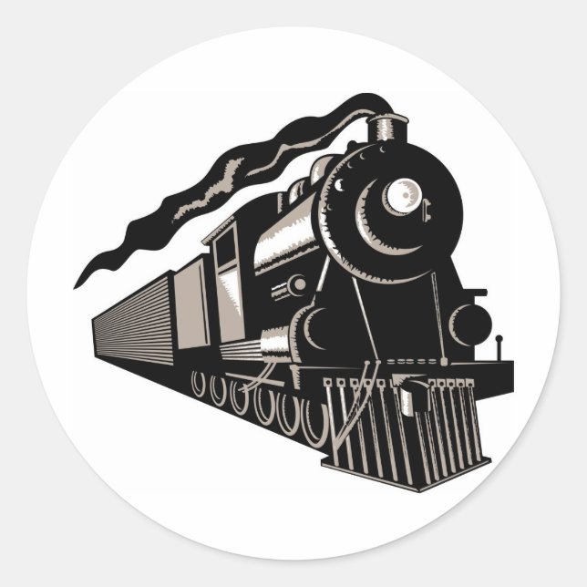 Dampfzuglokomotive Vintag Runder Aufkleber (Vorderseite)