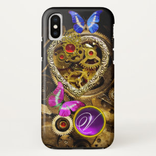 DAMPUNKHERZ, GEARS,GEMS,BUTTERFLIES-MONOGRAMM Case-Mate iPhone HÜLLE