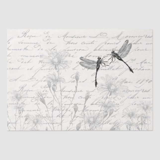 Damselfly Dancer Französisch Script Meadow Decoupa Seidenpapier (Vorderseite)