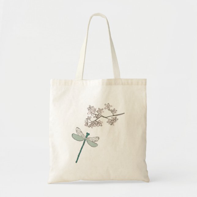 Damselfly und Blume Totbeutel Tragetasche (Vorne)