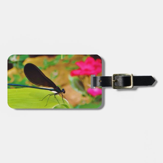Damselfly und Rose Gepäckanhänger (Vorderseite horizontal)